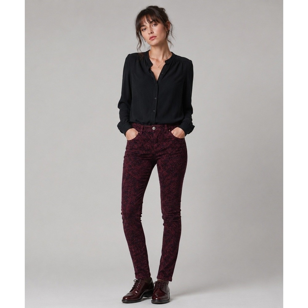 Ann‎ Taylor LOFT Super Skinny Jeans Womens 27/4 Red Black Velvet Whimsigoth